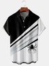 Men's Halloween Spider Print Casual Breathable Hawaiian Short Sleeve Shirt