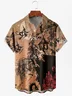 Men's Halloween Print Anti-Wrinkle Moisture Wicking Fabric Fashion Hawaiian Lapel Short Sleeve Shirts