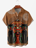 Men's Halloween Cat Print Moisture Wicking Fabric Fashion Lapel Short Sleeve Shirts