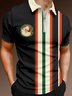 Casual Festive Collection Geometric Striped Color Block Santa Claus Pattern Lapel Short Sleeve Polo Print Top