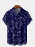 Men's Line Art Spacecraft Print Casual Breathable Hawaiian Short Sleeve Shirt