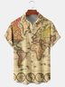 Men's Casual Map Front Buckle Soft Breathable Chest Pocket Casual Hawaiian Shirt