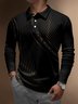 Abstract Striped Buttons Long Sleeve Polo