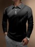3D Gradient Geometric Buttons Long Sleeve Polo