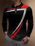 Geometric Color-block Buttons Long Sleeve Polo