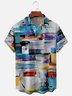 Abstract Painting Chest Pocket Short Sleeve Casual Shirt