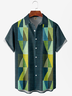 Colorful Geometric Chest Pocket Short Sleeve Bowling Shirt