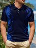 Geometric Color Block Button Short Sleeve Polo Shirt