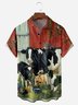 Farm Dairy Cow Chest Pocket Short Sleeve Casual Shirt