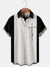 Big Size Easter Crucifix Color Chest Pocket Short Sleeve Bowling Shirt