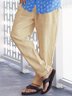 Cotton and Linen Plain Hawaiian Casual Trousers