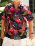 Big Size Flamingo Short Sleeve Aloha Shirt