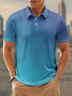 Ombre Geometric Button Short Sleeves Casual Polo Shirt