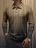 3D Abstract Geometric Button Long Sleeve Casual Polo Shirt