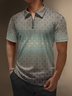 Geometric Pattern Zip Short Sleeve Casual Polo Shirt