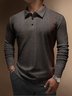 Abstract Striped Button Long Sleeve Casual Polo Shirt