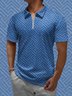 Geometric Zipper Short Sleeve Casual Polo Shirt