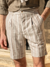 Cotton Blend Relaxed Bermuda Shorts