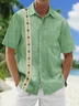 Cotton Striped Chest Pocket Short Sleeve Guayabera Shirt