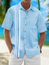 Cotton Plain Striped Bowling Shirt