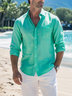 Cotton Plain Long Sleeve Hawaiian Shirt